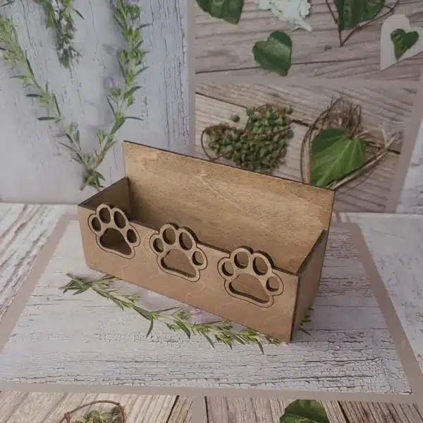 porte cartes de visite en bois pattes de chien