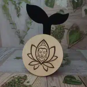 sous verre en bois motif lotus bouddha