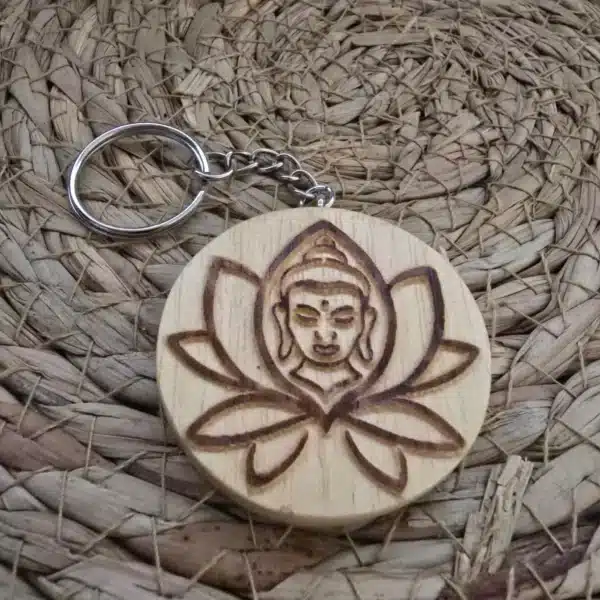Porte-clés Bouddha Lotus en relief